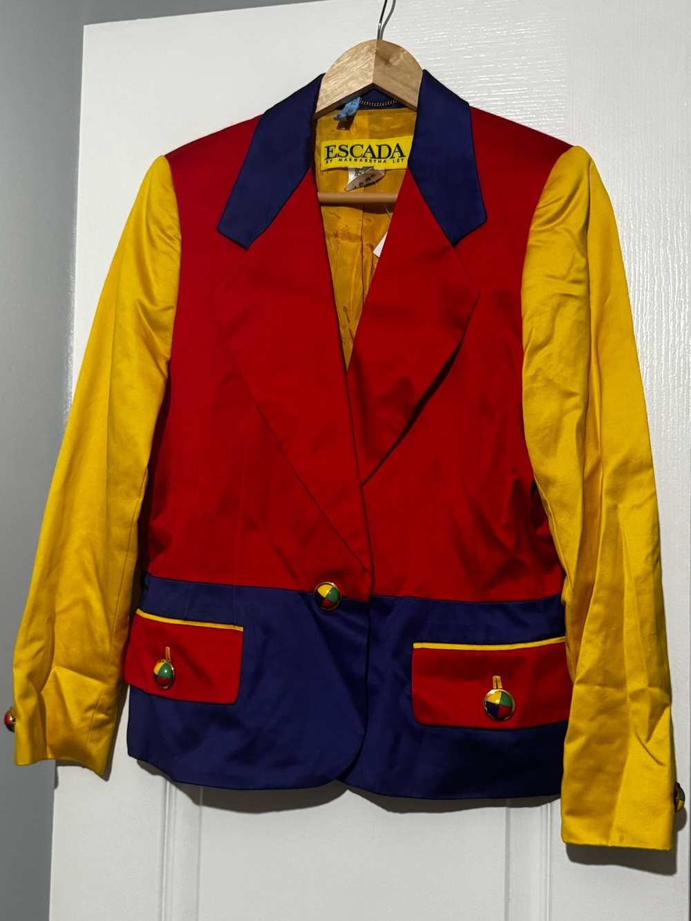 Escada Bold Colorblock Red, Yellow & Blue Tailored Blazer